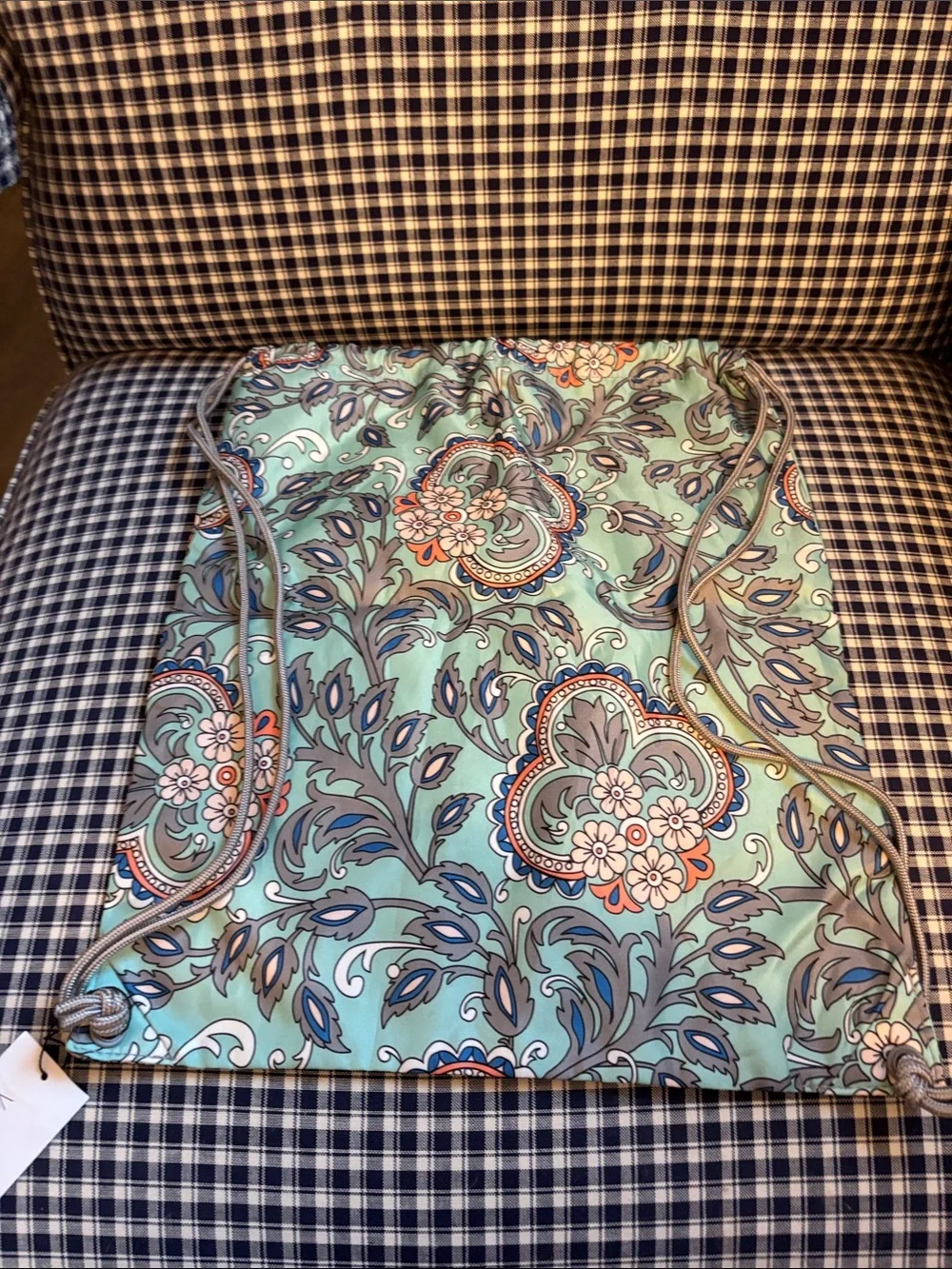 Vera Bradley drawstring backpack in Aqua Floral Drawstring